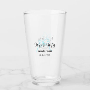 Verre M & Mme ajoutent le nom de famille date année mari