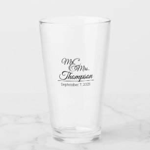 Verre M. & Mme Mariage Fête Date Keepsaké