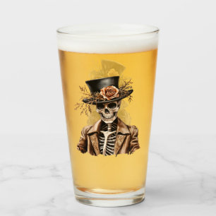 Verre Macabre Orange & Purple Aquarelle Squelette