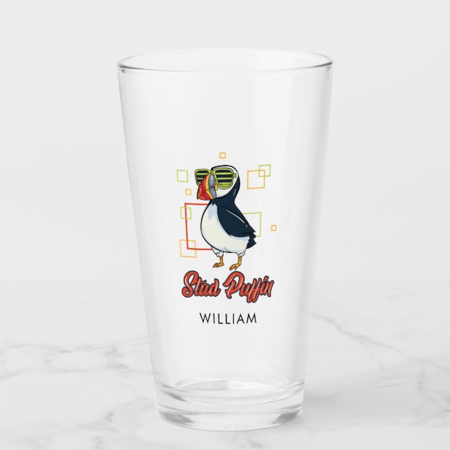 Verre Macareux Stud Personnalisé (Devant)