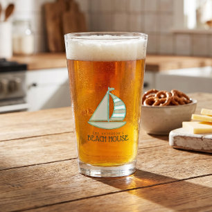 Verre Maison de plage voilier bleu aqua ID623