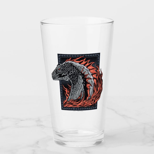 Verre MAISON DU DRAGON | Profil de dragon en flammes (Devant)