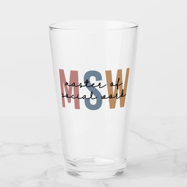 Verre Maîtrise en travail social - Rétro Graduation (Devant)