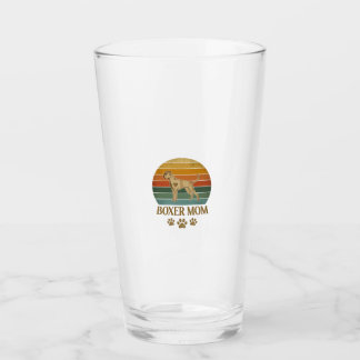 Verre Maman Boxer Chien Rétro Coucher de soleil Empreint