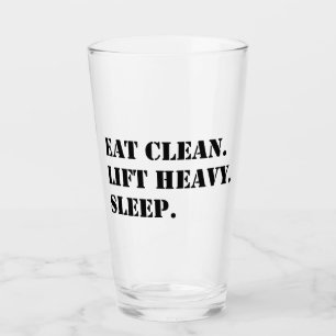 Verre Mangez Propres. Ascenseur Lourd. Dormir.