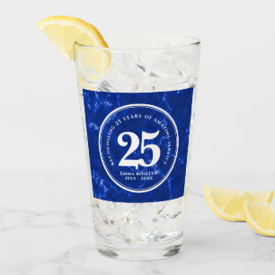 Verre Marbre Bleu Élégant 25 Anniversaire Du Travail