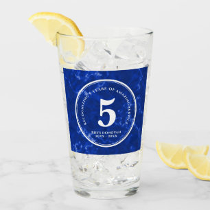 Verre Marbre Bleu Élégant 5 ans de travail Anniversaire