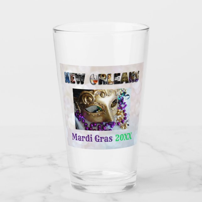 Verre Mardi Gras Party Nouvelle-Orléans Nola Beer Pint (Devant)