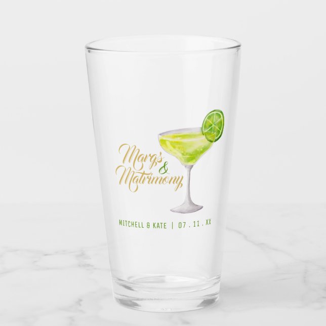Verre Margs & Matrimony Green Margarita Enterrement de V (Devant)