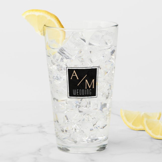 Verre Mariage Chic Monogramme Blanc (Devant glace)