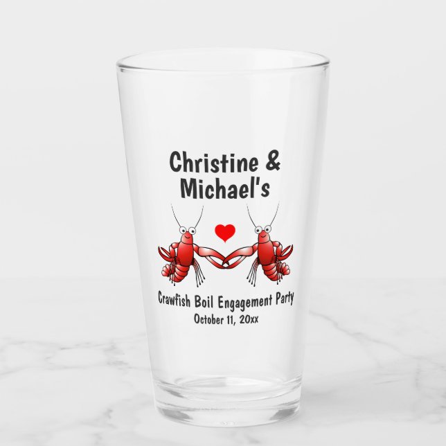 Verre Mariage écrevisse ébullition bière pinte (Devant)