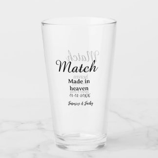 Verre Mariage fait au ciel nom date simple calligraphie