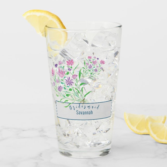 Verre Mariage fleur sauvage Bridesmaid (Devant glace)