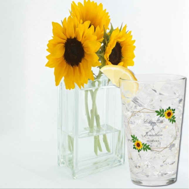 Verre Mariage géométrique tournesol (Créateur téléchargé)