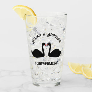Verre Mariage gothique Baiser Black Swans Personnalisé