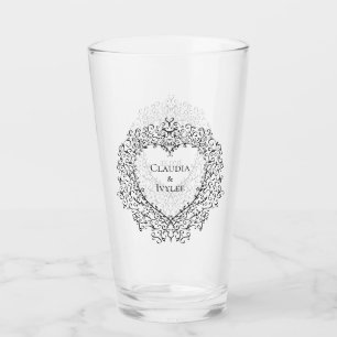 Verre Mariage gothique du coeur mauve et noir