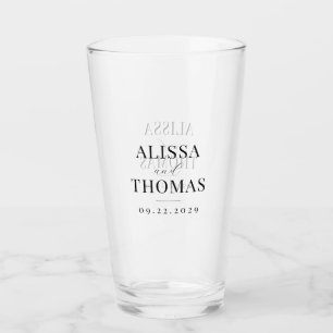 Verre Mariage moderne minimaliste noir et blanc