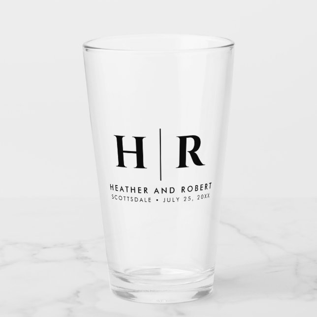 Verre Mariage Monogramme moderne mariée et chambre perso (Devant)