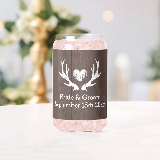 Verre mariage rustique avec logo de coeur de bois (Insitu (Mariage))