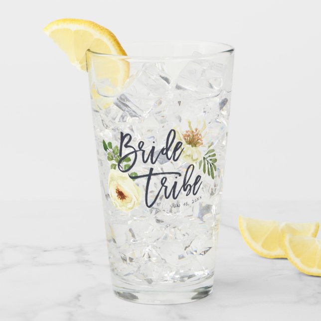Verre Mariage Tribe Aquarelle moderne Folial (Devant glace)