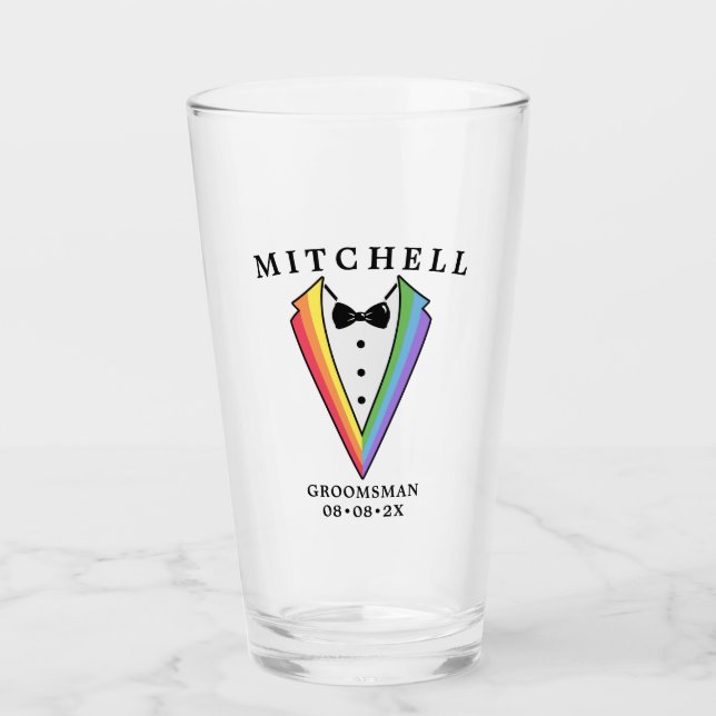 Verre Mariage Tuxedo Gay LGBTQ+ Groomsman (Devant)
