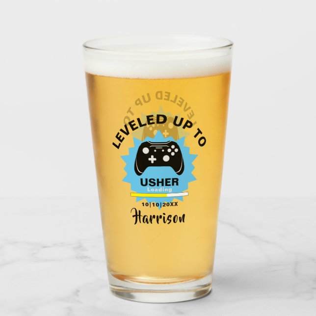 Verre Mariage Usher nivelé vers le haut Gamer Fun Glass (Devant (rempli))