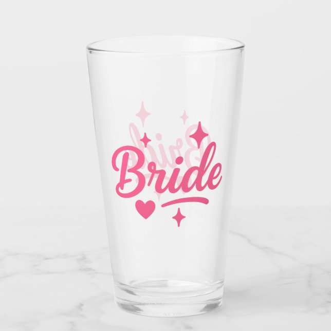 Verre Mariée Rose Néon (Devant)