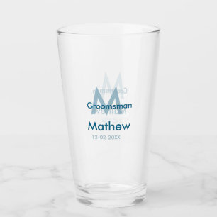 Verre Marine bleu groomsman nom lettre date masculin par