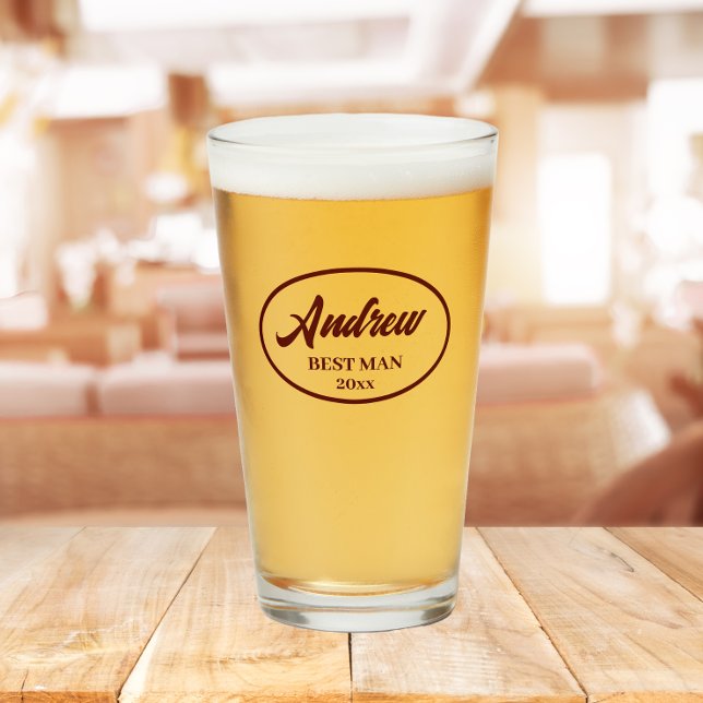 Verre Maroon Stylisé Nom Mariage Best Man (In Situ Table)