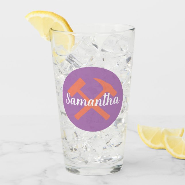 Verre Marteau de rock du géologue et nom personnalisé (Devant glace)