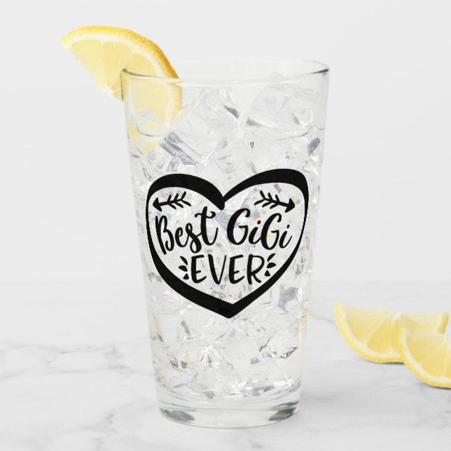 Verre Meilleur cadeau de coeur Gigi (Devant glace)