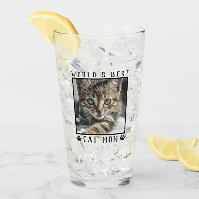 Verre Meilleur Chat Maman Empreintes de pattes Monde Cad (Devant glace)