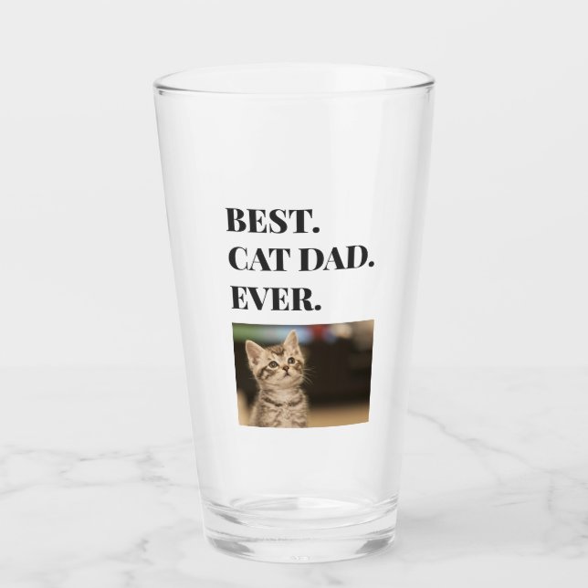 Verre Meilleur Chat Papa Jamais Photo Pint Bière (Devant)
