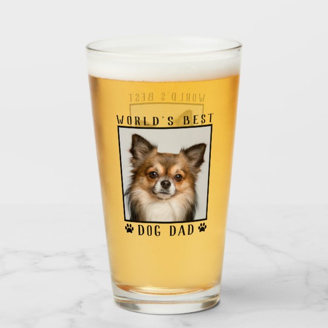 Verre Meilleur Chien Papa Empreintes de pattes du monde  (Devant (rempli))