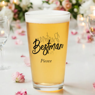 Verre Meilleur homme Mariage noir blanc Groomsman
