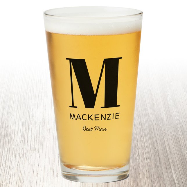 Verre Meilleur nom de monogramme (Monogram name personalized best man beer glass)