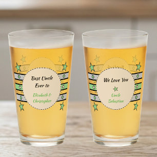 Verre Meilleur Oncle on t'aime noms étoiles bière verte