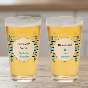 Verre Meilleur Oncle on t'aime noms étoiles bleu bière