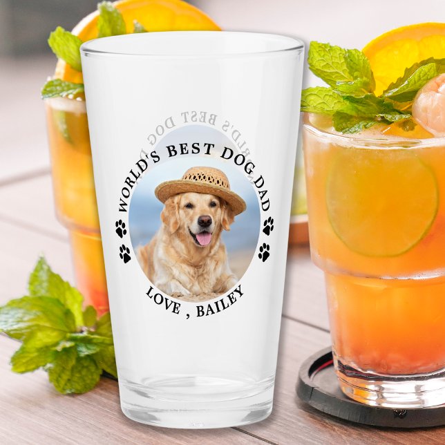 Verre Meilleur papa de chien au monde Photo personnalisé (Créateur téléchargé)