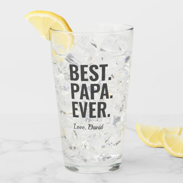Verre Meilleur. Papa. Jamais. Photo fête des pères (Devant glace)