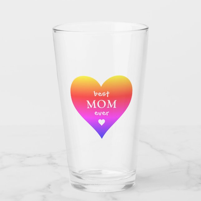 Verre Meilleure maman jamais Rainbow Coeur (Devant)