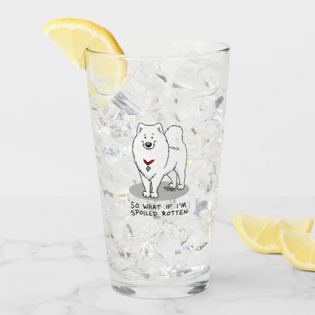Verre Mélange Dog Samoyé Dog Mignonne Attitude drôle (Devant glace)