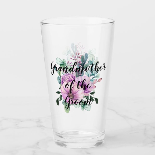 Verre Merci grand-mère Groom ou mariée violet (Devant)