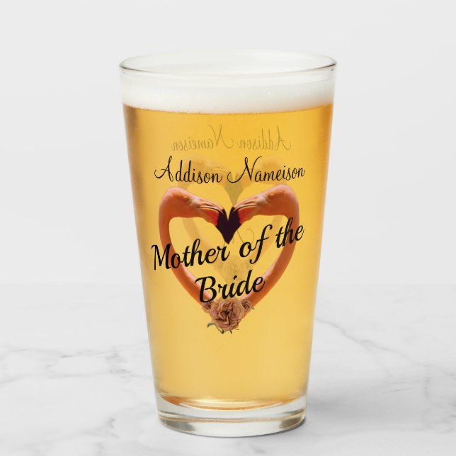 Verre Mère de la mariée Flamant rose Mariage Coeur (Dos (rempli))