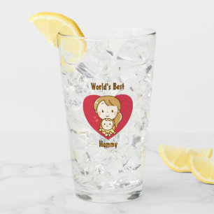 Verre Mère et enfant mignon dessin animé kawaii fête des