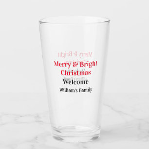Verre Merry Bright Christmas ajouter nom de famille bien