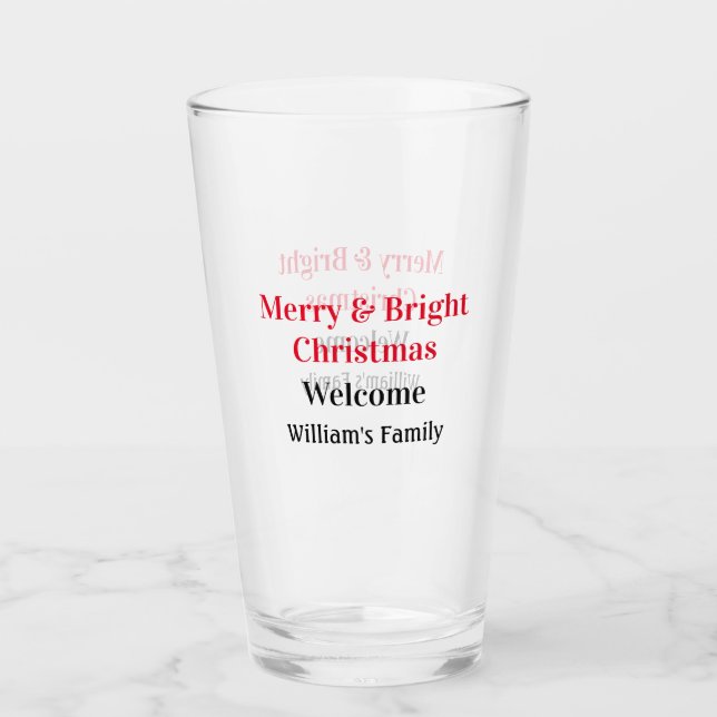 Verre Merry Bright Christmas ajouter nom de famille bien (Devant)