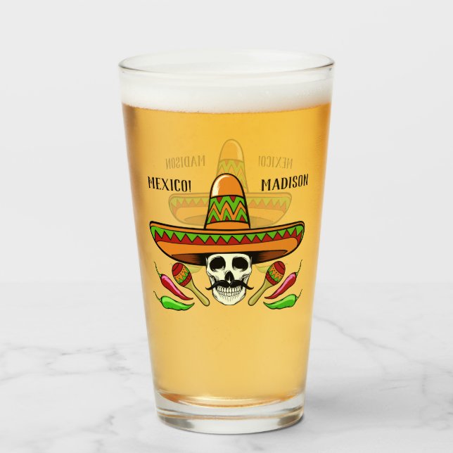 Verre mexicain fait sur commande de nom/de pinte (Dos (rempli))