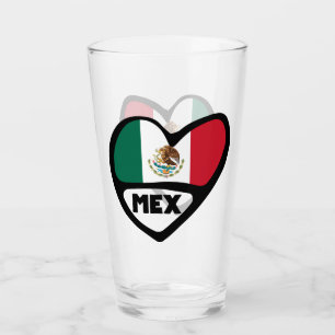 Verre Mexique Code Pays Coeur Drapeau, MEX
