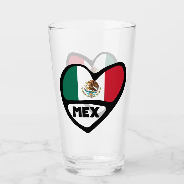 Verre Mexique Code Pays Coeur Drapeau, MEX (Devant)